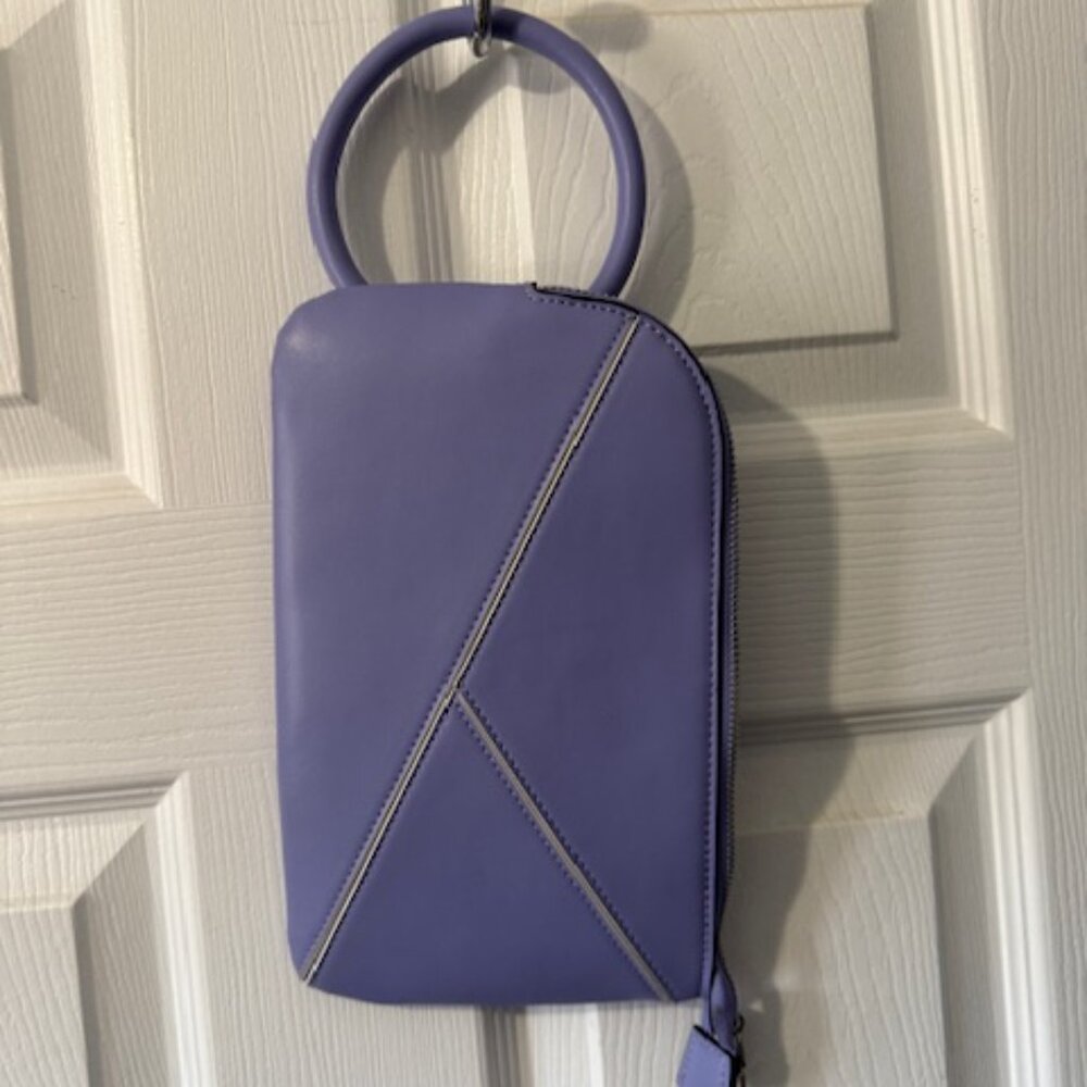 Lavender top handle geometric stitching Purse Wristlet Novelty